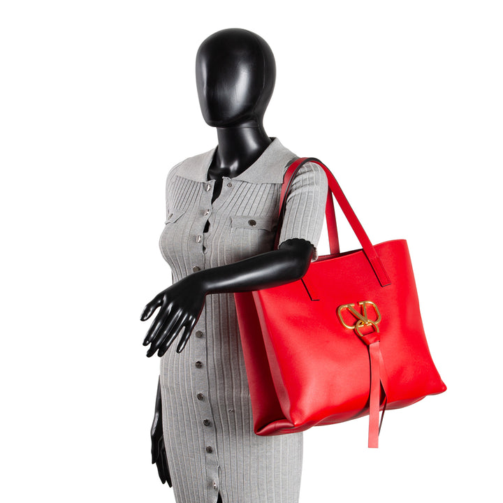 VALENTINO V-Logo Leather Tote