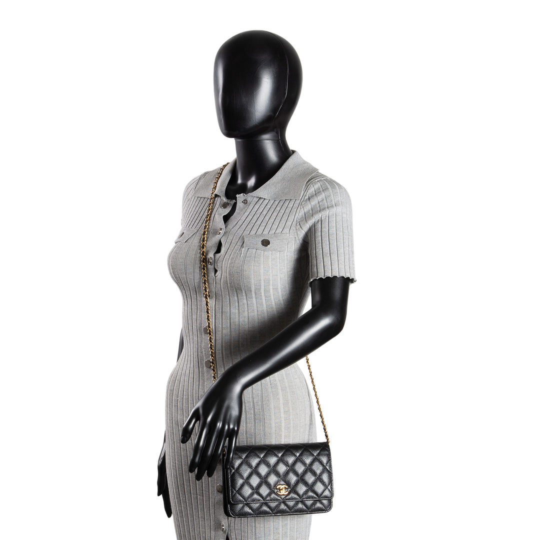 CHANEL Classic Wallet on Chain Quilted Caviar - Black