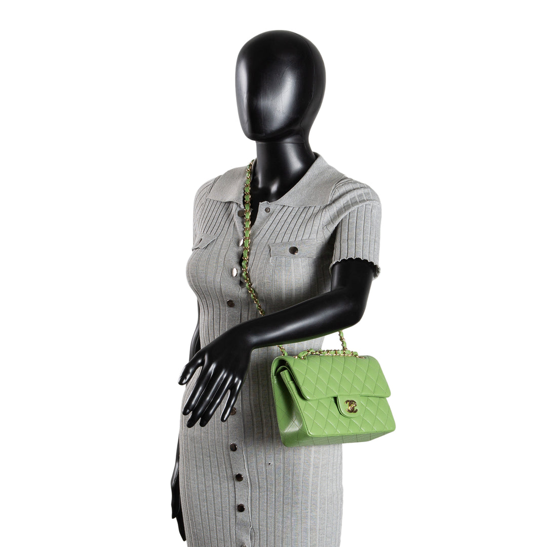 CHANEL Classic Small Caviar Double Flap - Sage Green