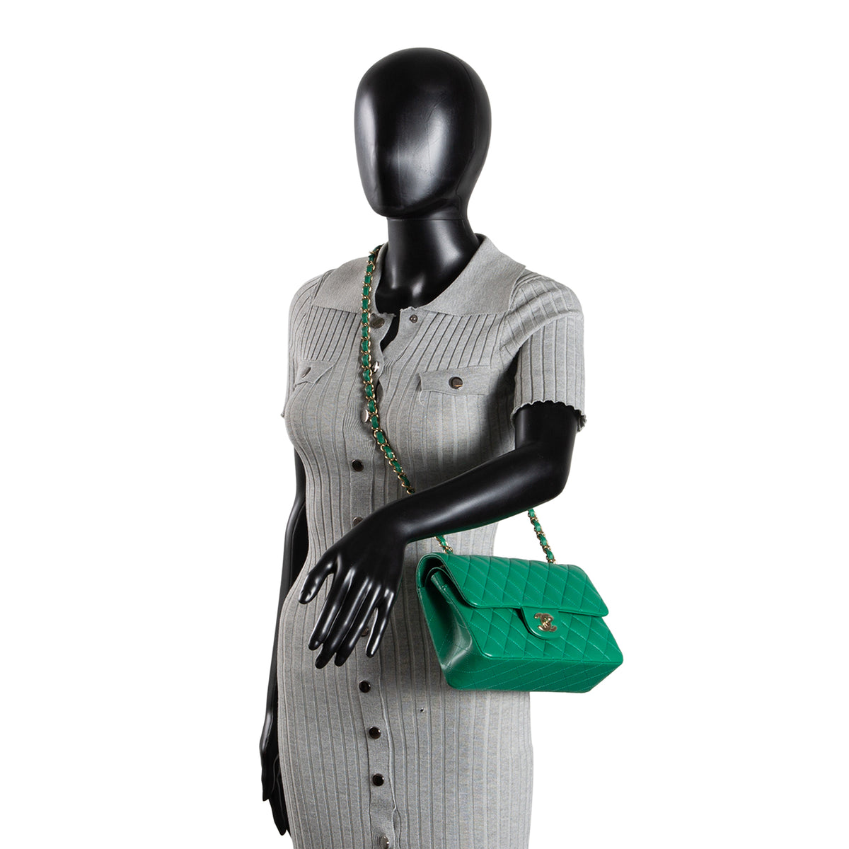 CHANEL Classic Small Lambskin Double Flap - Green