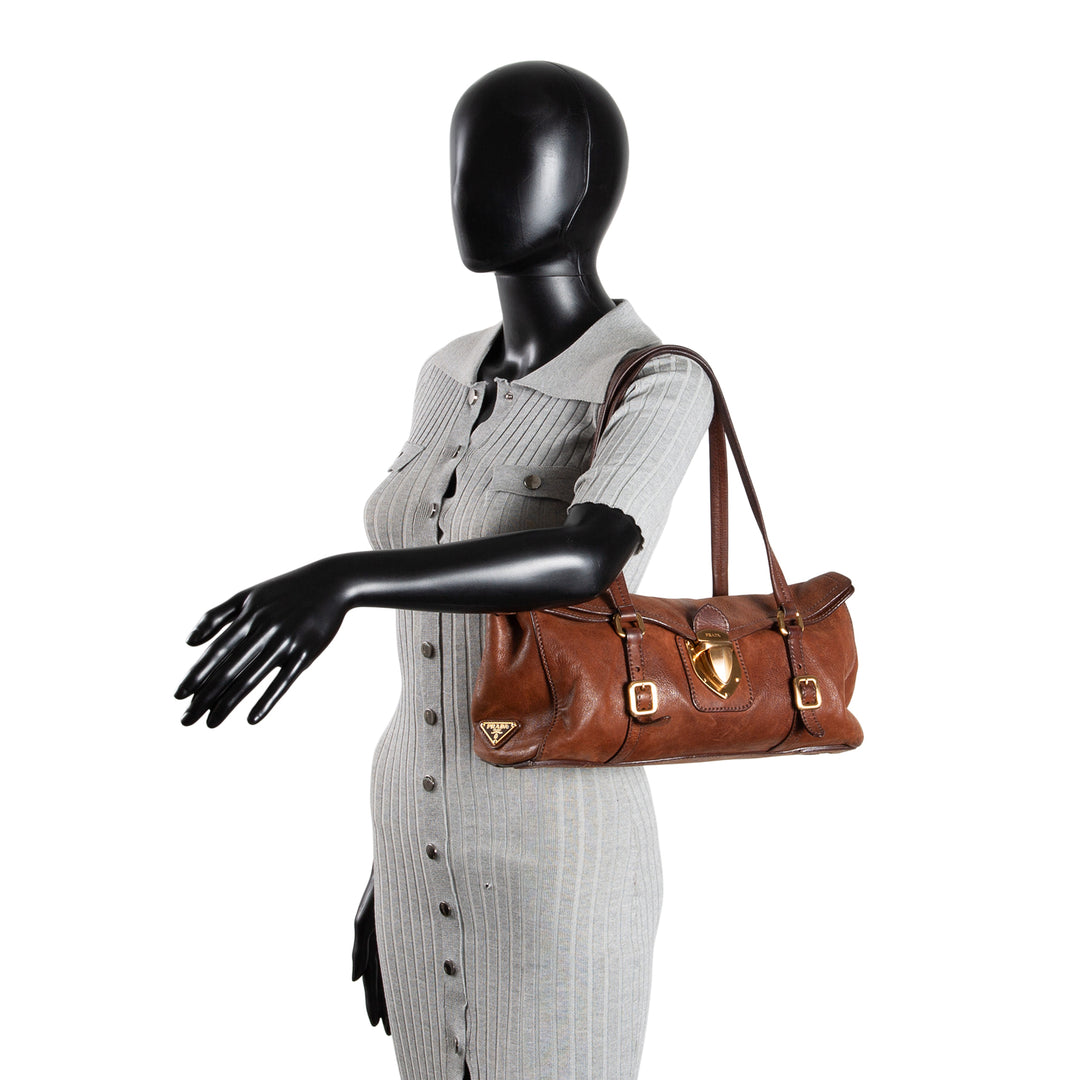 PRADA Vitello Daino Leather Hobo