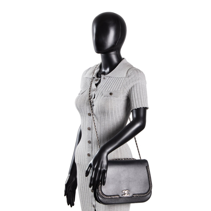 CHANEL Front Chain Flap Bag - Black