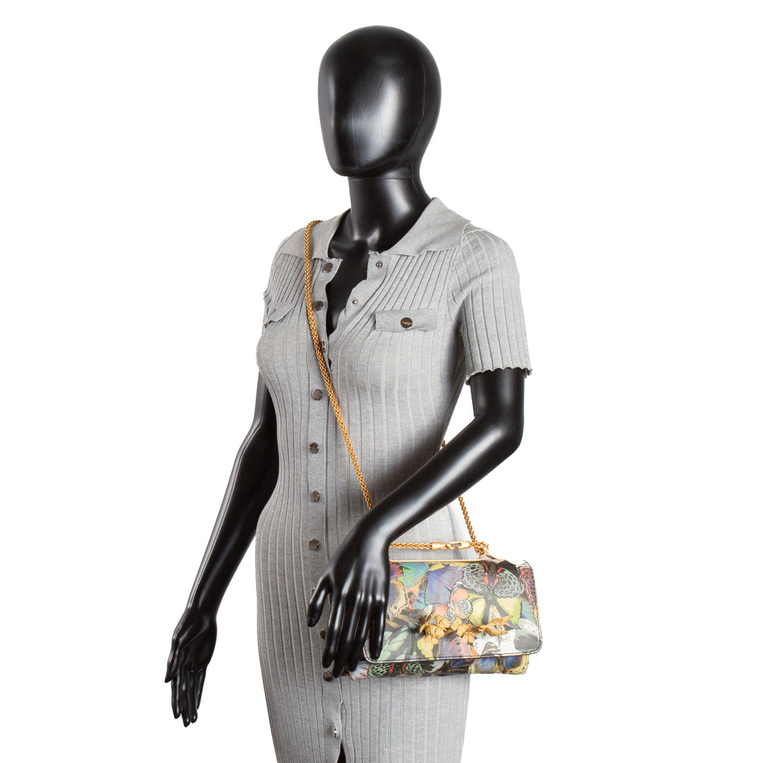 VALENTINO Camu Butterfly Vava Voom Chain Clutch Bag