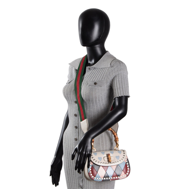 GUCCI Lovelight Bamboo 1947 Small Top Handle - White Multicolore