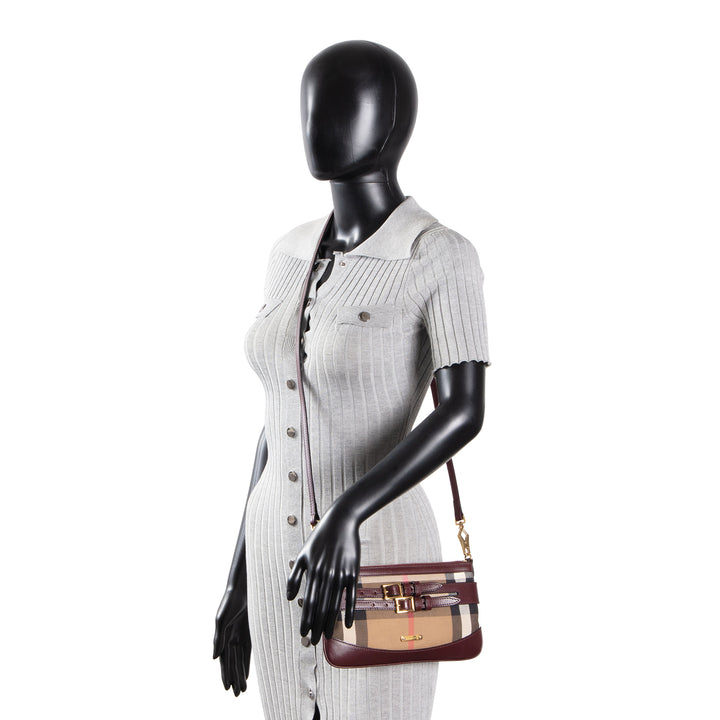 BURBERRY Nova Check Bridle Peyton Crossbody - Wine