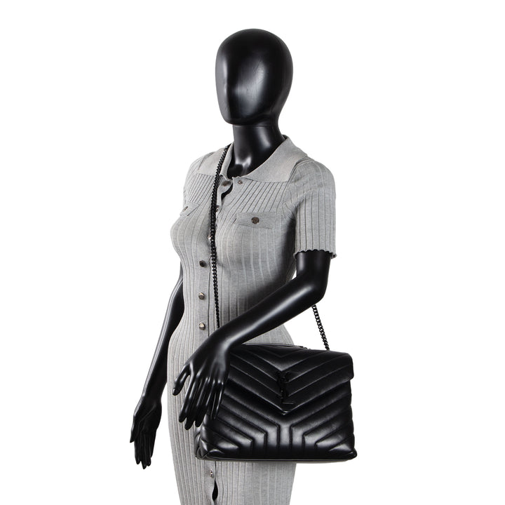 SAINT LAURENT Medium Loulou Shoulder Bag - Black
