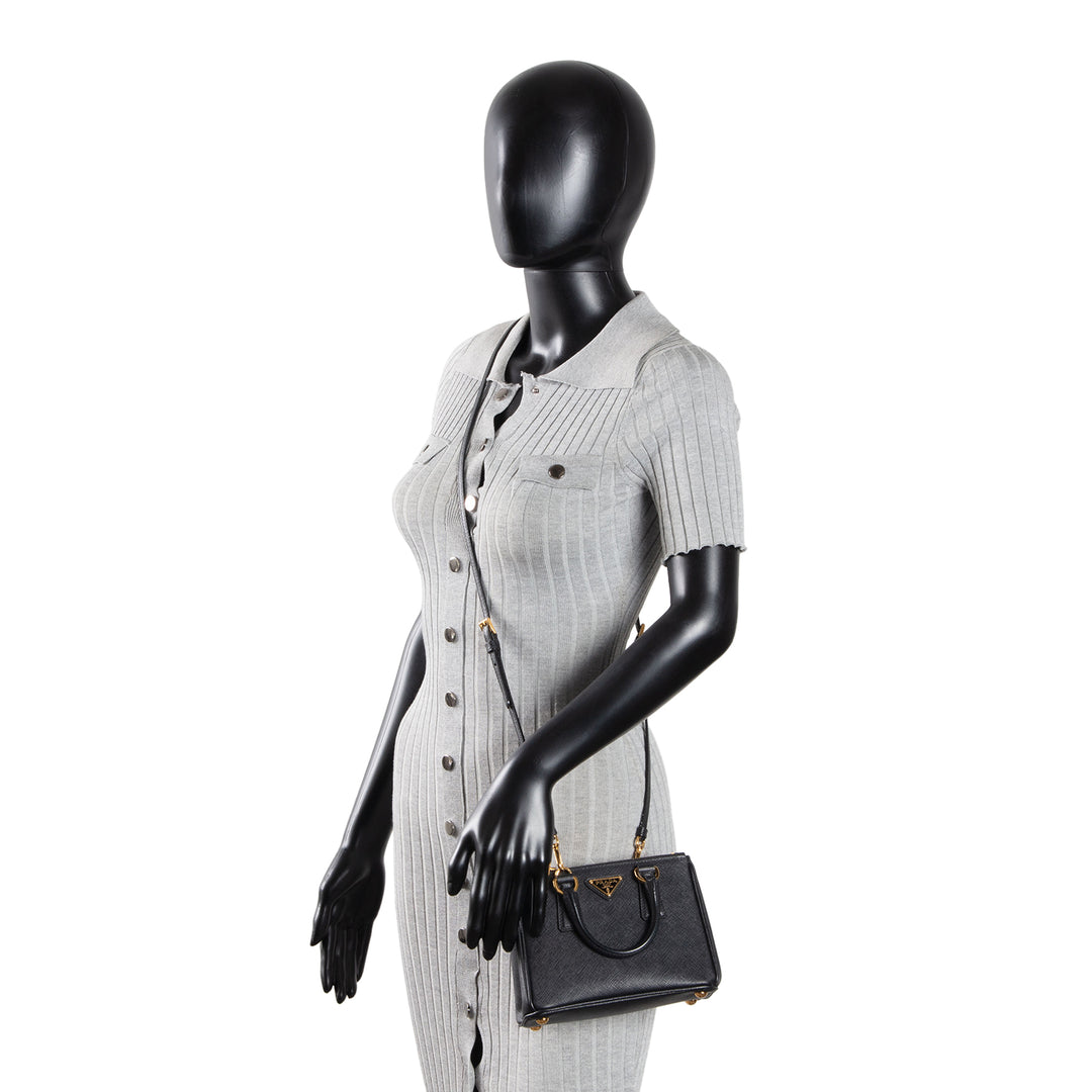 PRADA Micro Saffiano Galleria Shoulder Bag - Black