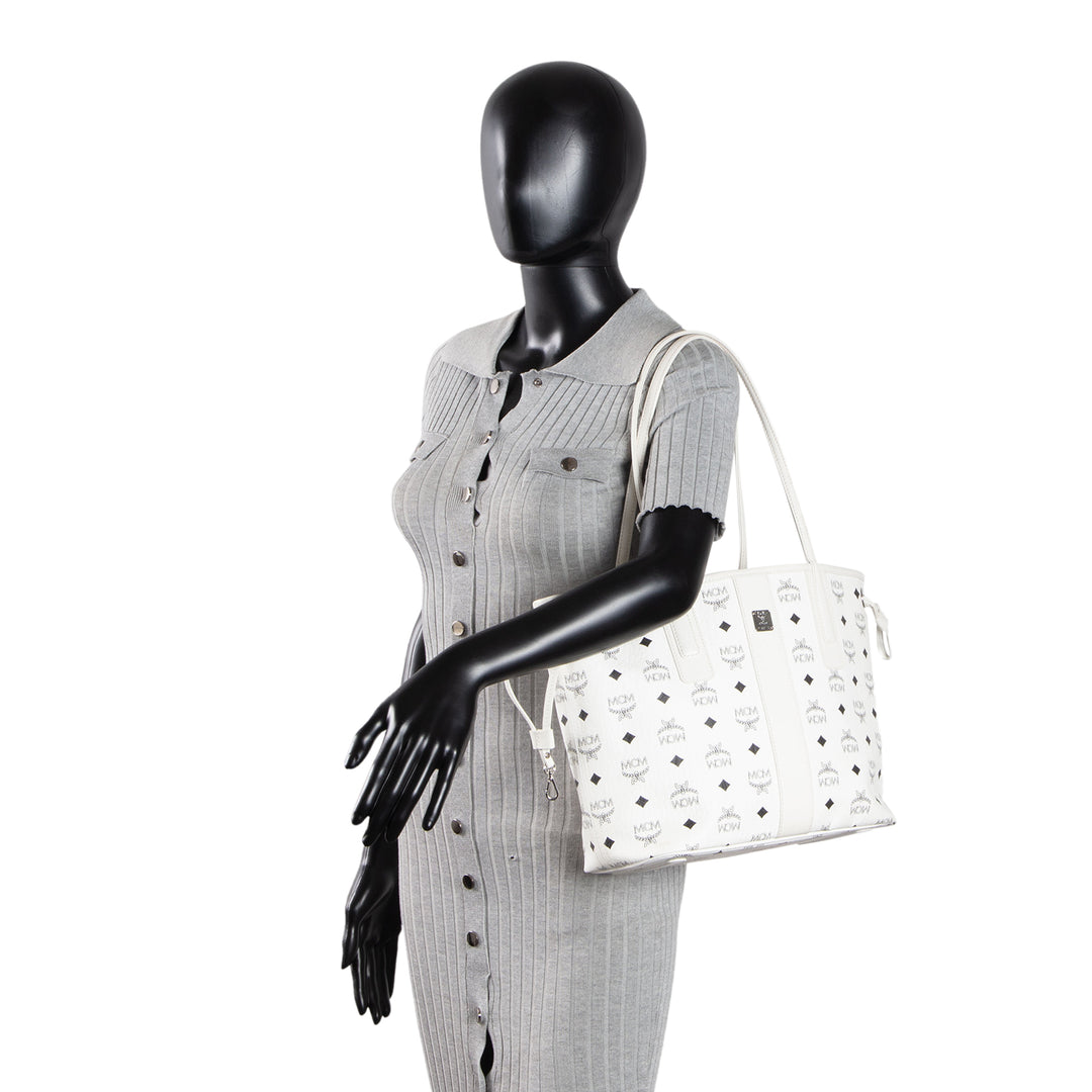 MCM Visetos Small Liz Tote - White
