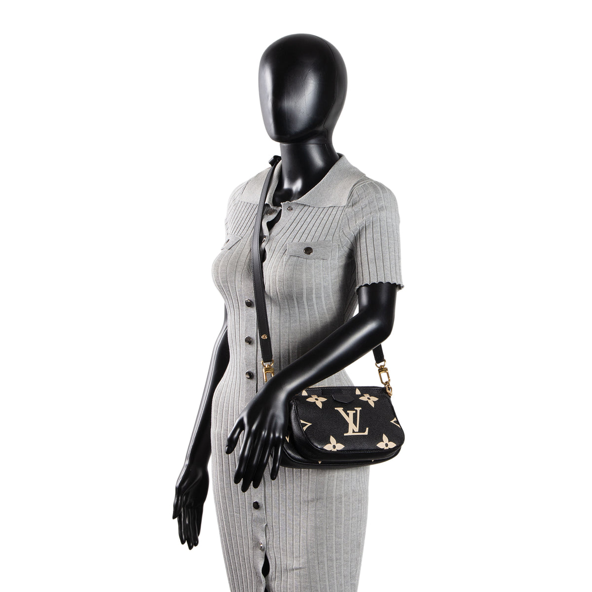 LOUIS VUITTON Monogram Bicolor Empreinte Multi Pochette Accessoires - Black/Cream