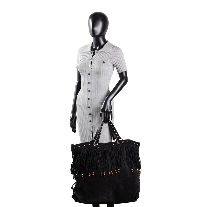 GUCCI Suede Top Handle XL Tote w/ Fringe