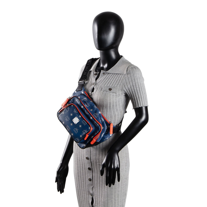 MCM Visetos Resnick Belt Bag - Blue/Orange