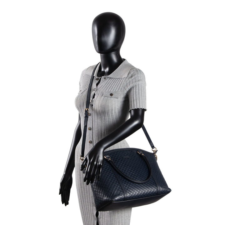 GUCCI Guccissima Dome Satchel - Navy