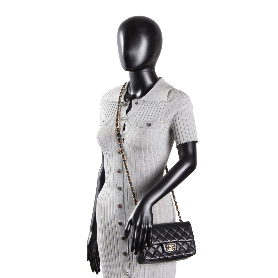 CHANEL Mini Rectangle Flap Bag Quilted Lambskin - Black
