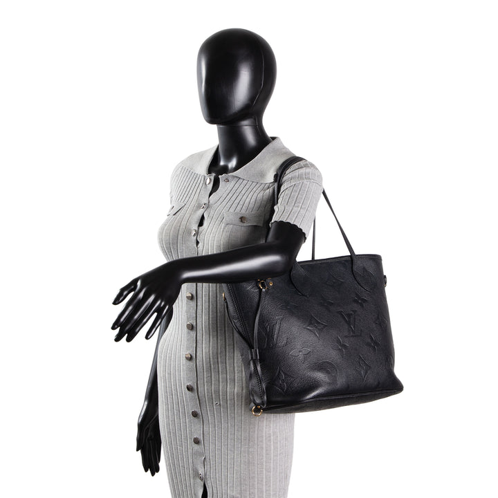 LOUIS VUITTON Giant Monogram Empreinte Neverfull MM w/ Pouch - Black