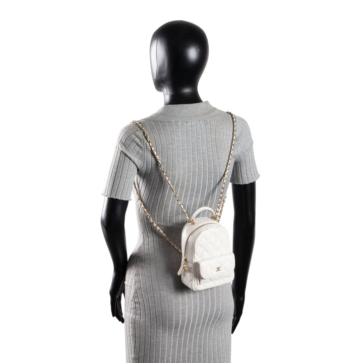 CHANEL Mini Caviar Backpack - White