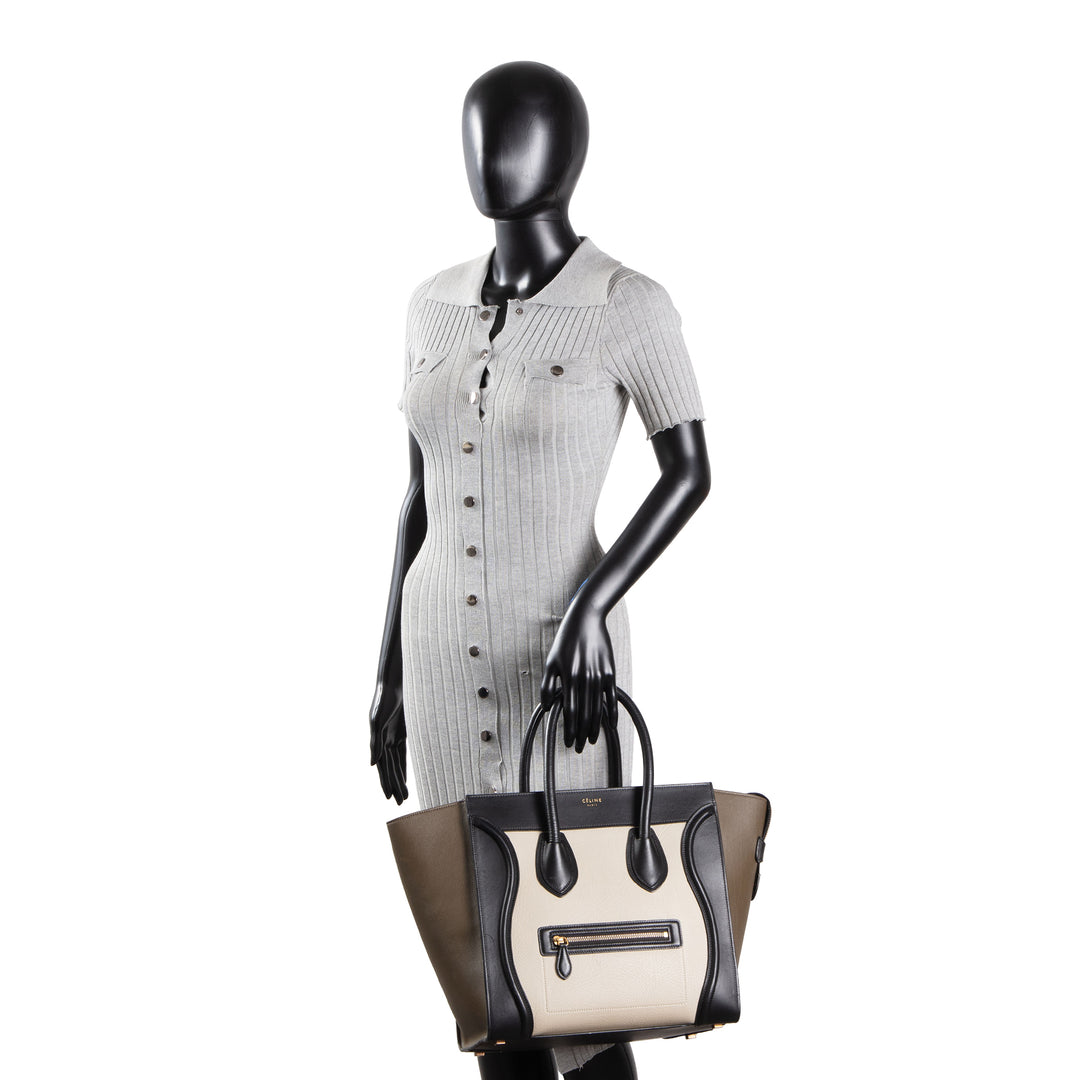 CELINE Mini Tricolor Leather Luggage Tote