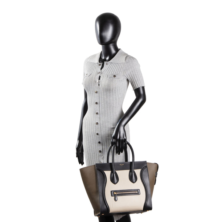 CELINE Mini Tricolor Leather Luggage Tote