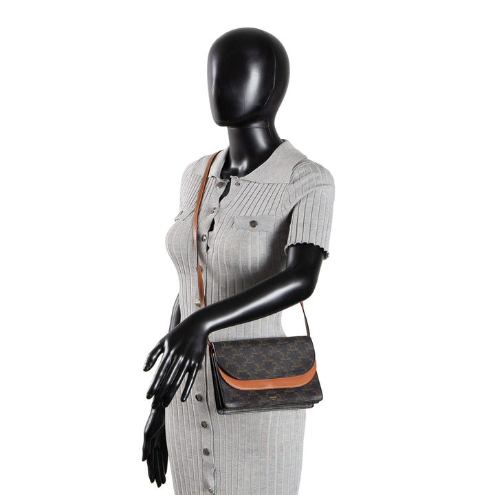 CELINE Triomphe Wallet on Strap - Brown