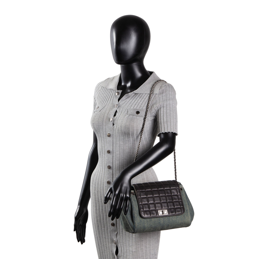 CHANEL Vintage Chocolate Bar Denim Reissue Accordian Flap - Blue