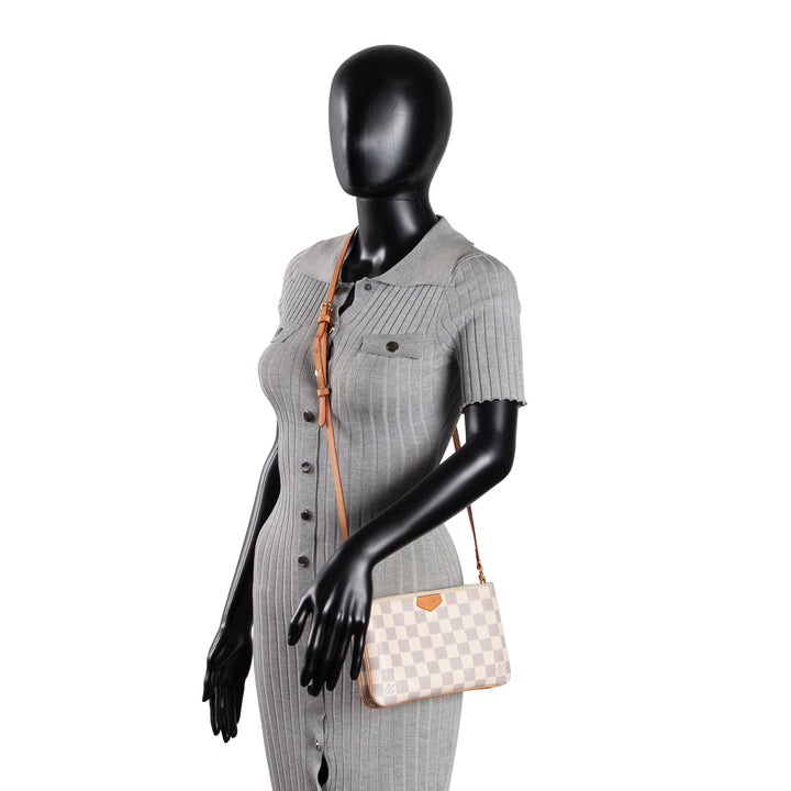 LOUIS VUITTON Damier Azur Double Zip Pochette