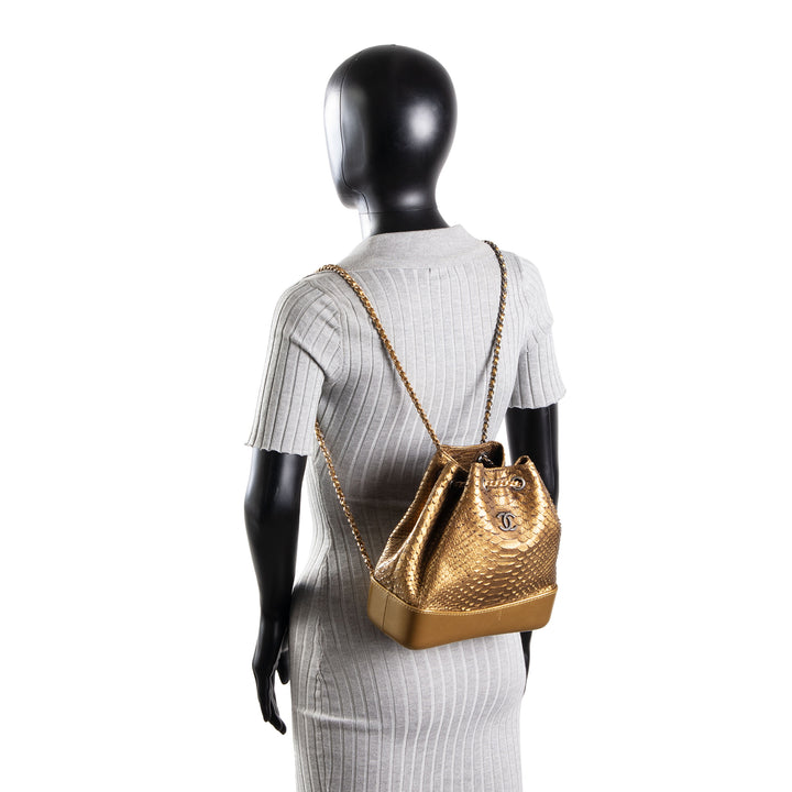CHANEL Small Python Gabrielle Backpack - Bronze