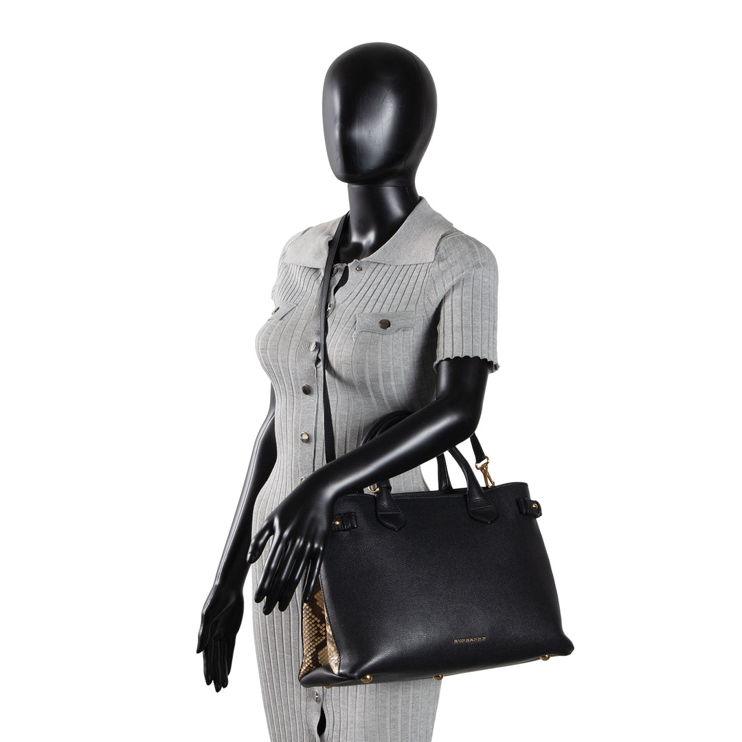 BURBERRY Calfskin Banner Tote - Python