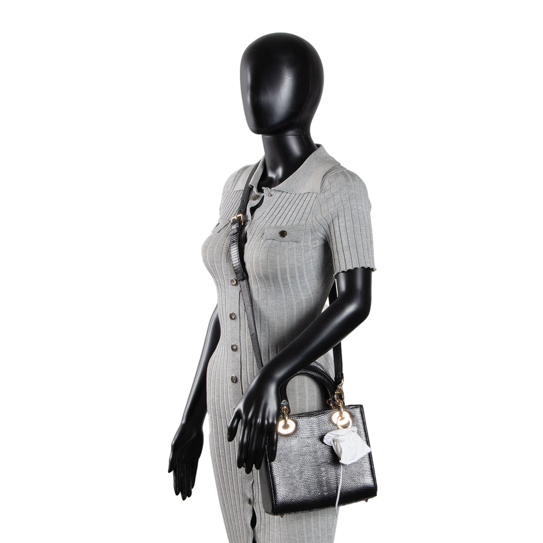 DIOR Small Lizard Lady Dior - Black