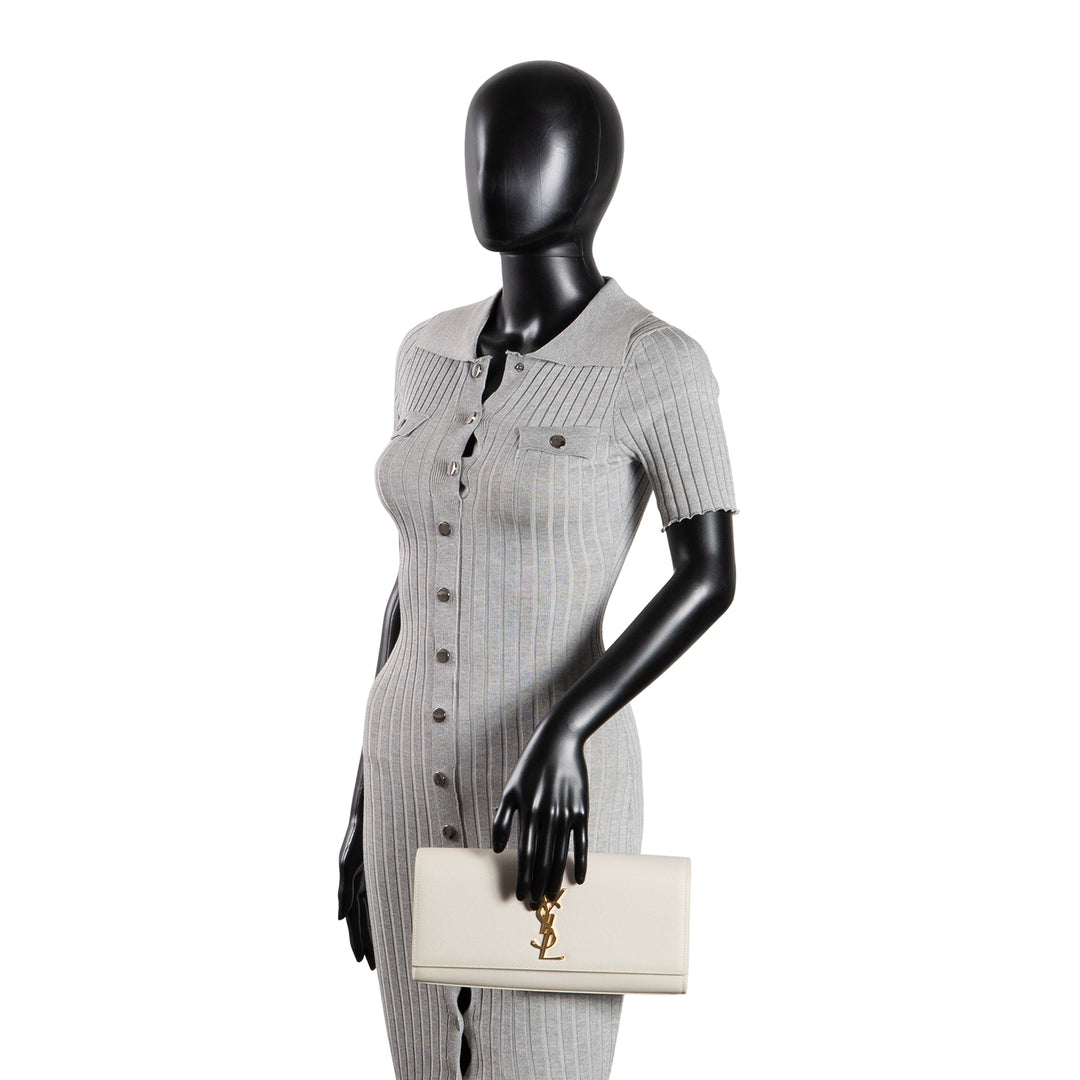 SAINT LAURENT Grain de Poudre Kate Clutch - Bone
