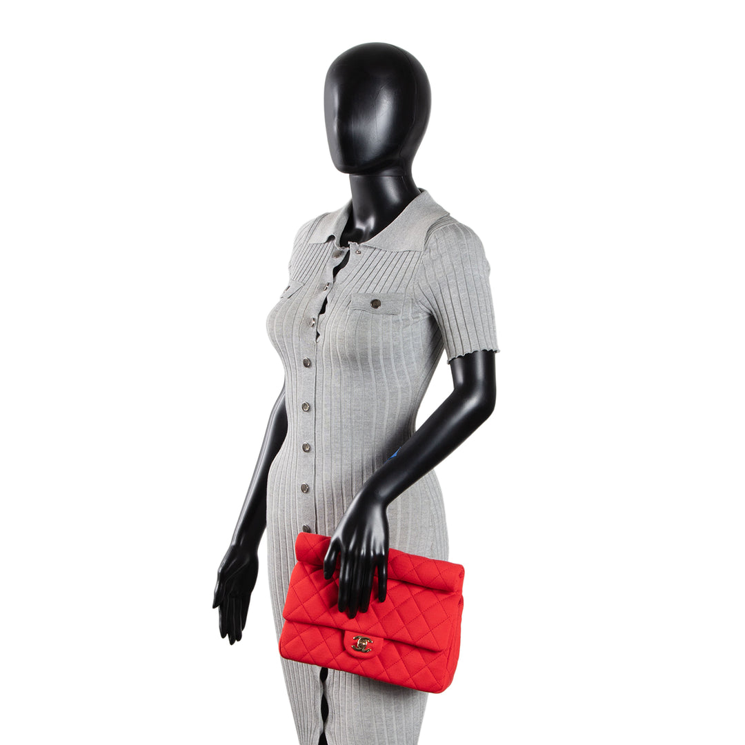 CHANEL Quilted Jersey Roll Clutch