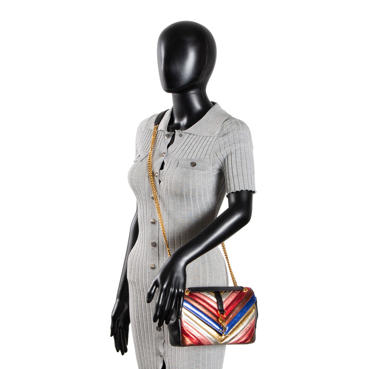 SAINT LAURENT Matelasse Monogram Metallic Rainbow Bag - Medium