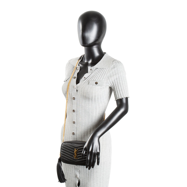 SAINT LAURENT Mini Lou Tassel Camera Bag Crossbody - Black