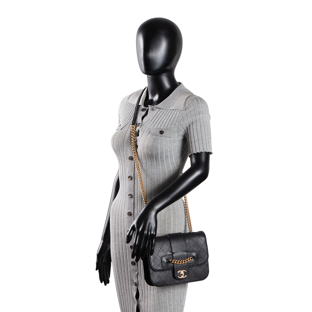 CHANEL Quilted Front Chain Flap Crossbody