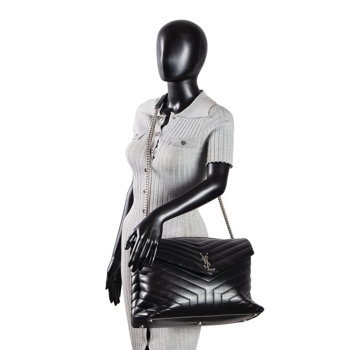 SAINT LAURENT Large Loulou Shoulder Bag - Black