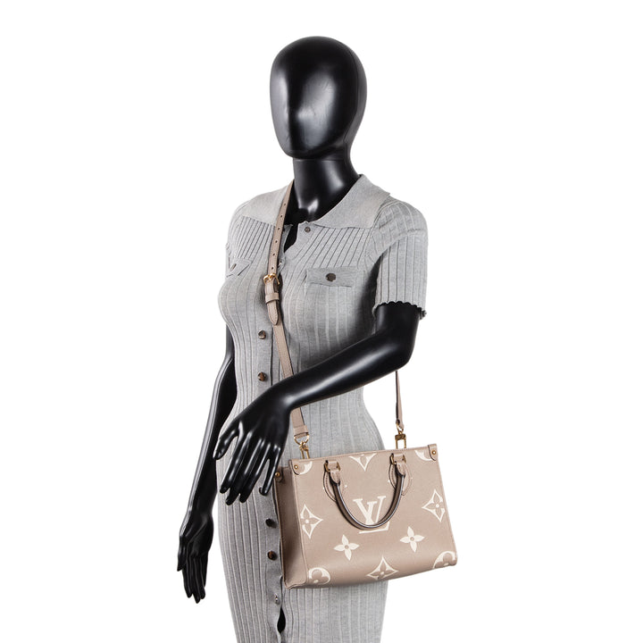 LOUIS VUITTON Monogram Empreinte Bicolor OnTheGo PM - Dove/Cream