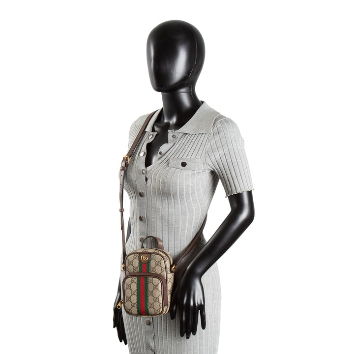GUCCI Ophidia Double Zip Mini Messenger - Beige & Ebony