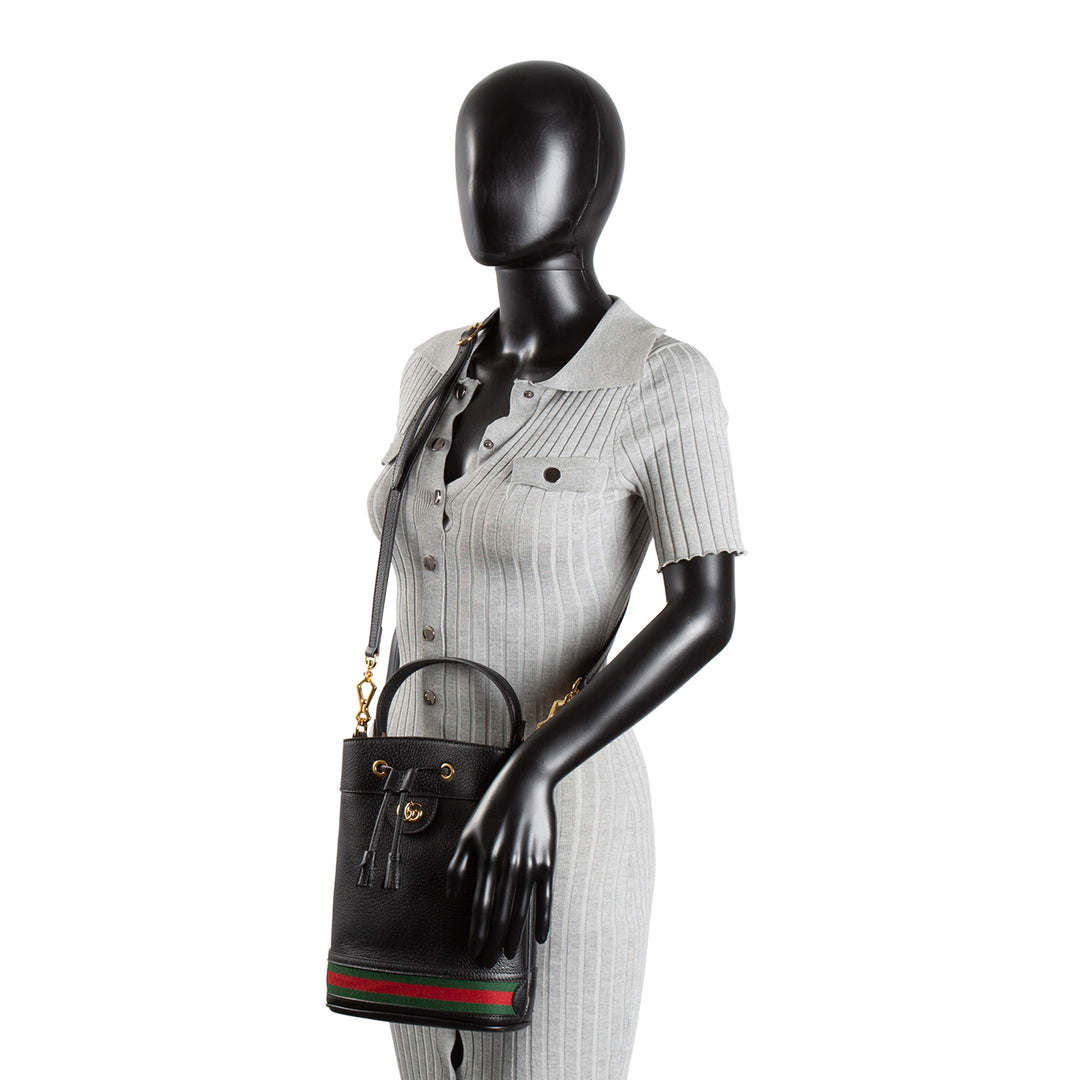 GUCCI Small Ophidia Web Bucket Bag - Black