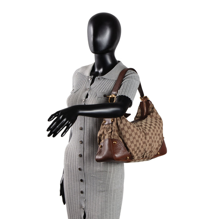 GUCCI GG Canvas Jockey Hobo Bag
