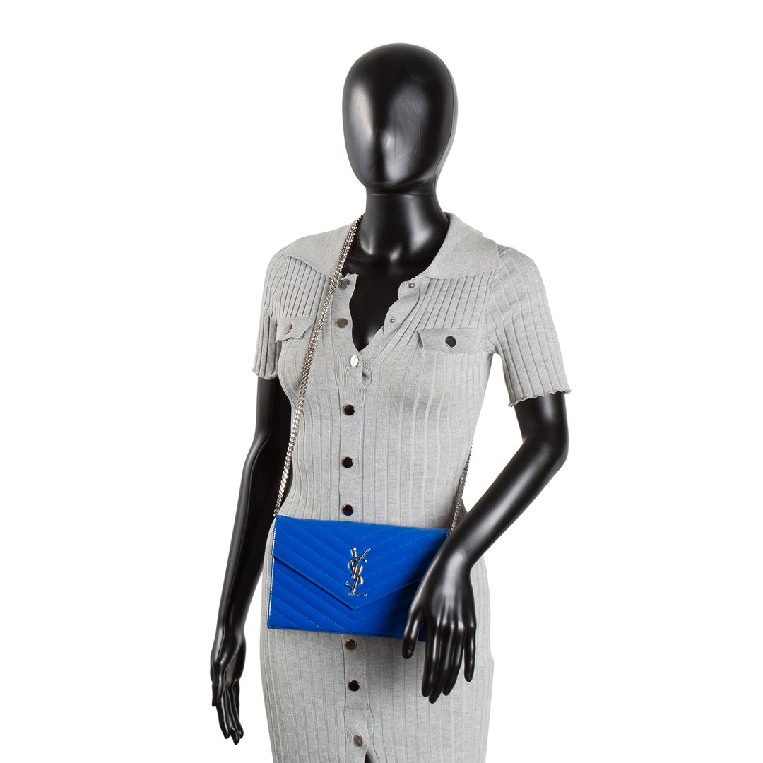 SAINT LAURENT Cassandre Envelope Flap Bag - Blue