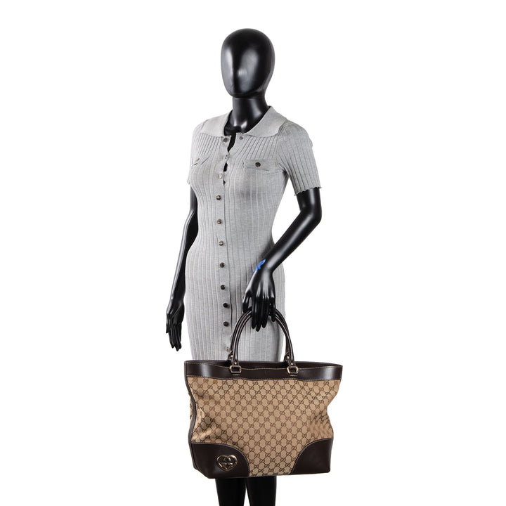 GUCCI GG Canvas Lovely Heart Tote - Beige & Ebony