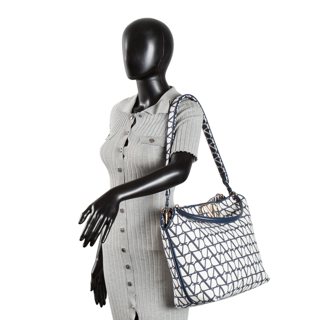 VALENTINO V Logo Iconographe All In Shopping Tote - Navy