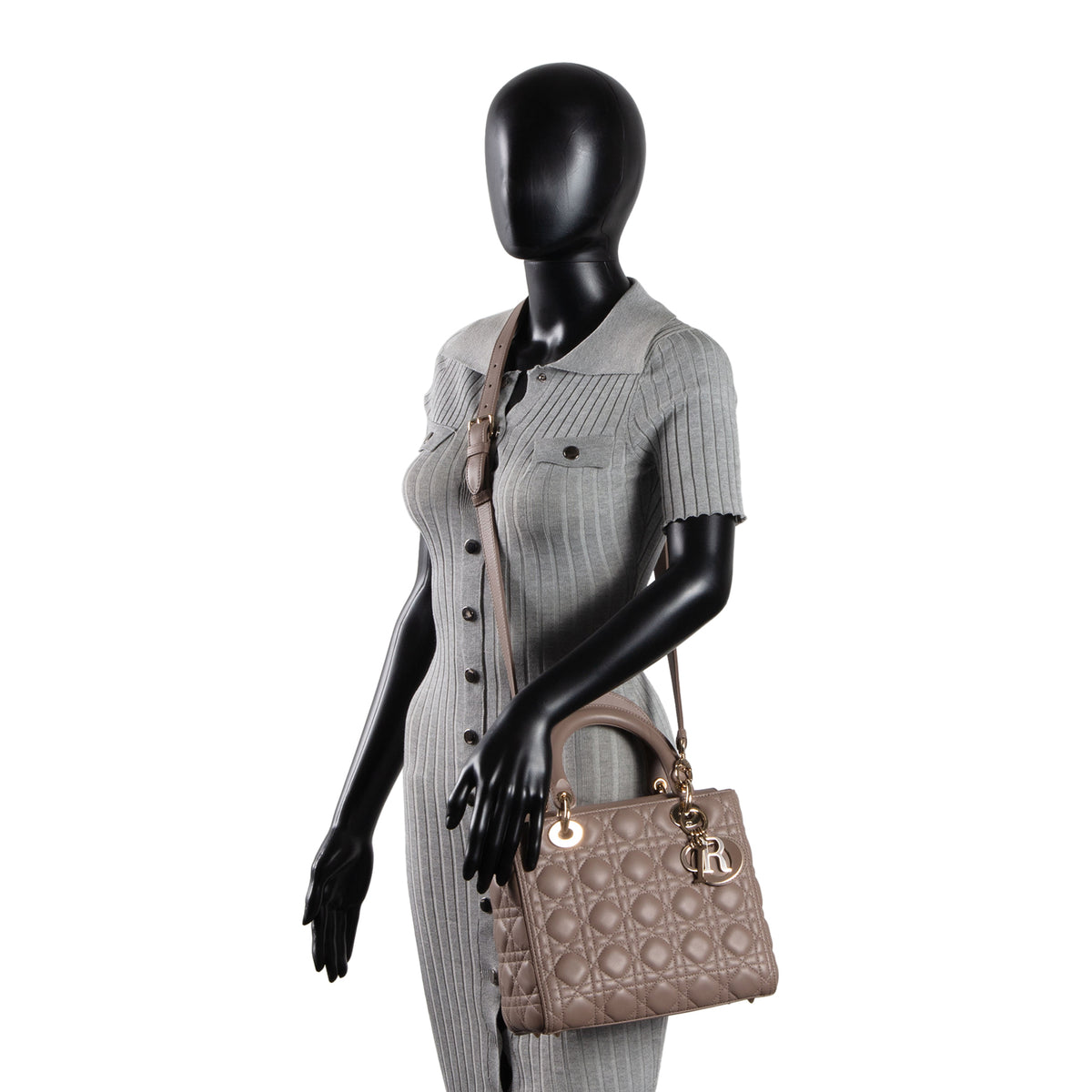 DIOR Medium Lady Dior - Taupe Lambskin