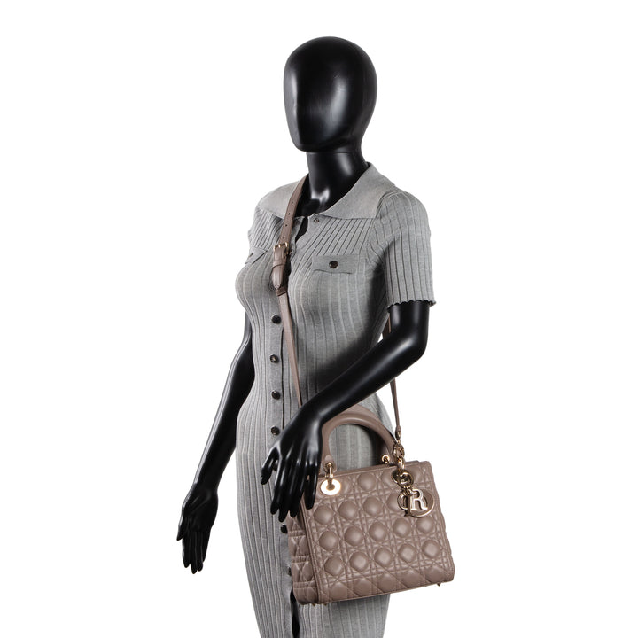 DIOR Medium Lady Dior - Taupe Lambskin