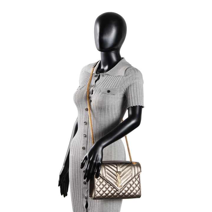 SAINT LAURENT Medium Triquilt Envelope Flap Bag