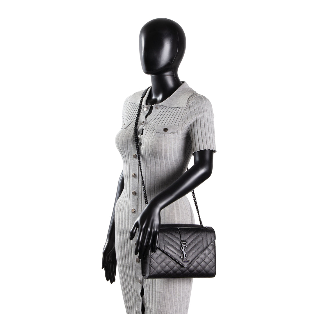 SAINT LAURENT Grain de Poudre Triquilt Medium Envelope Bag
