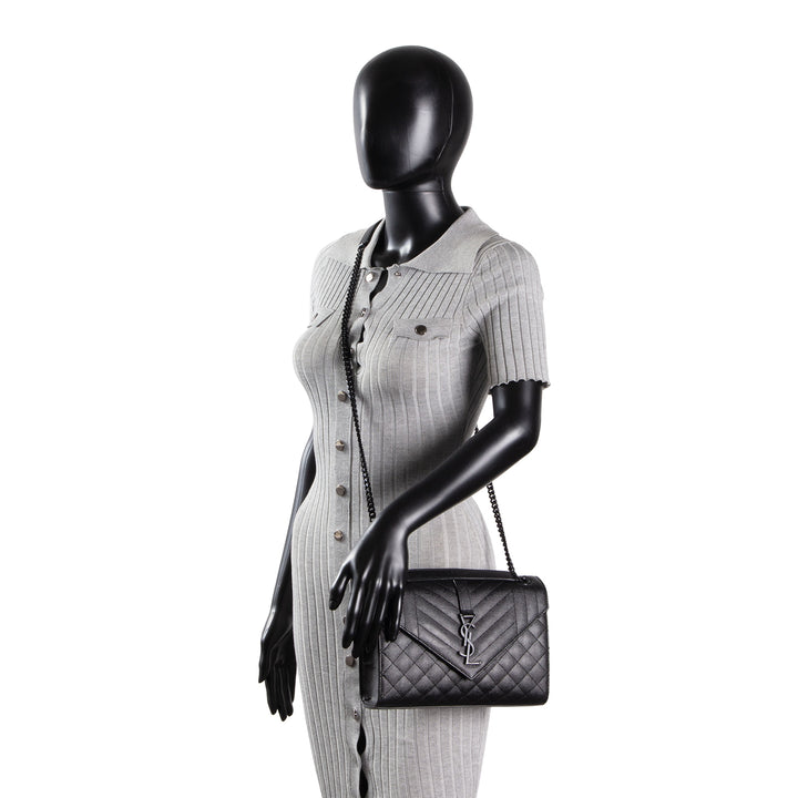 SAINT LAURENT Grain de Poudre Triquilt Medium Envelope Bag