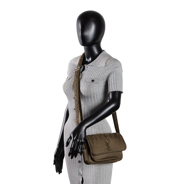 SAINT LAURENT Nylon Niki Messenger Bag - Olive Green