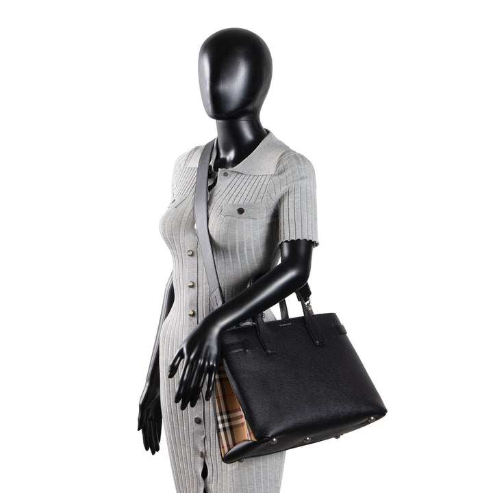 BURBERRY Leather Banner Tote - Black