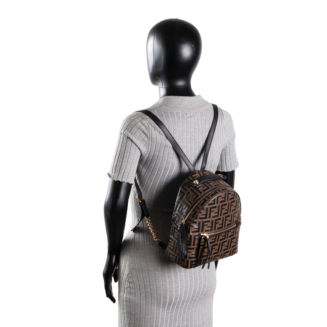 FENDI Zucca Embossed Mini Backpack - Tobacco