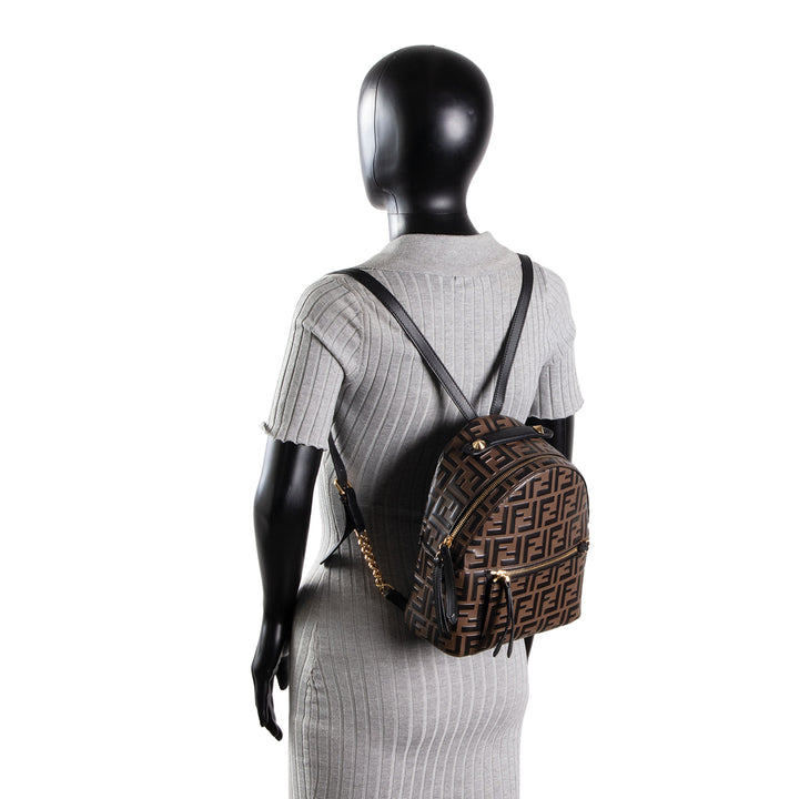 FENDI Zucca Embossed Mini Backpack - Tobacco