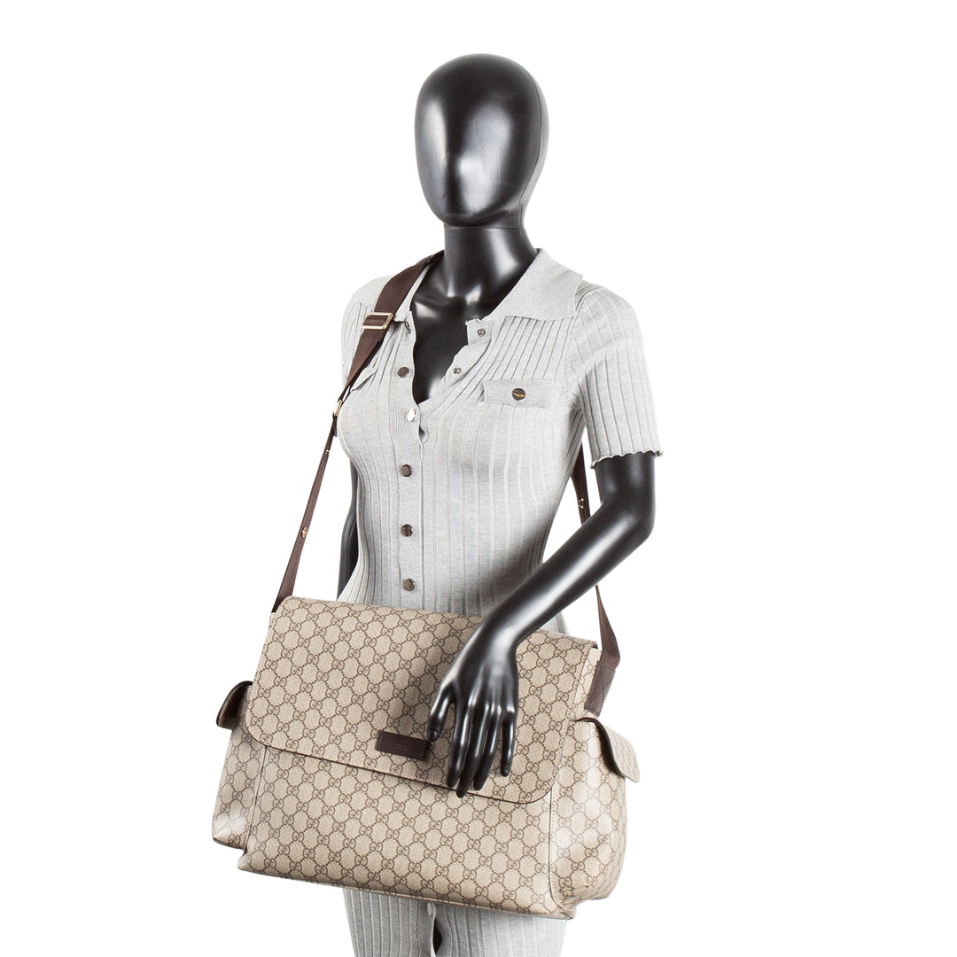 GUCCI GG Supreme Diaper Bag - Beige & Ebony